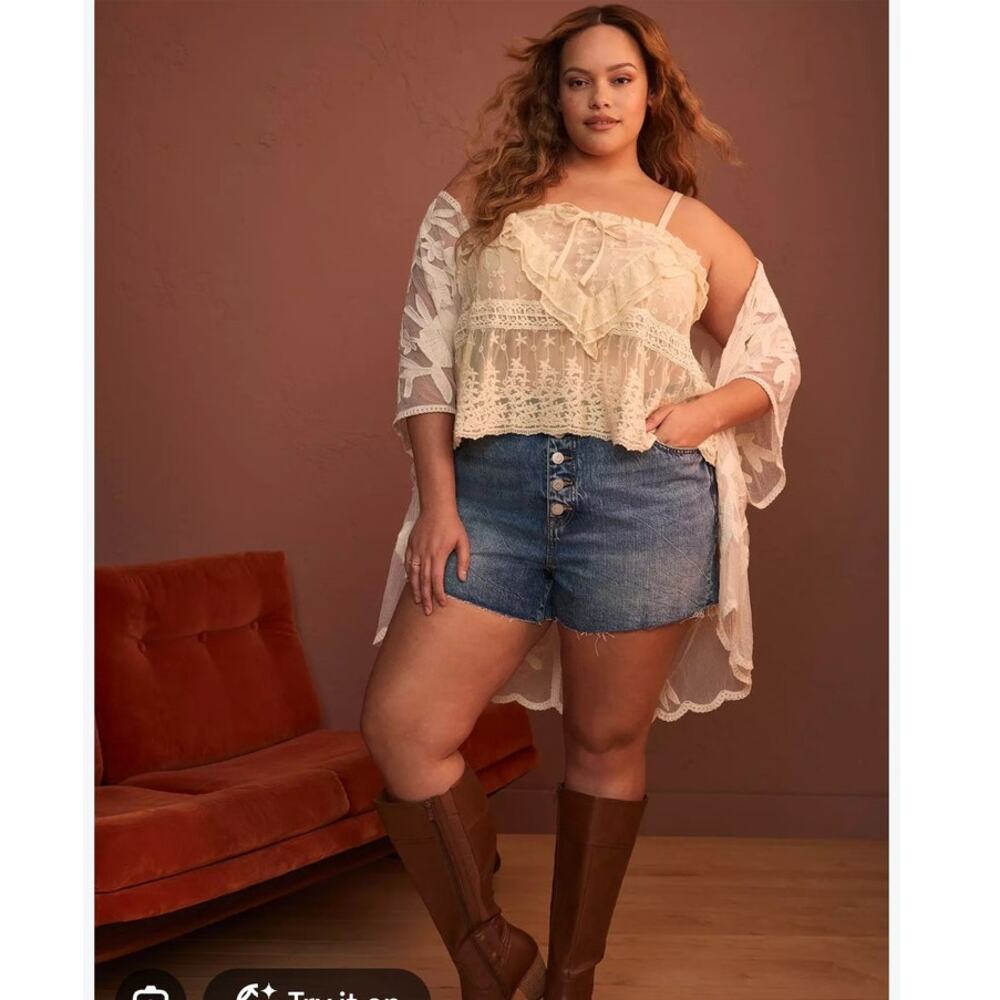 Festi Torrid Perfect High Rise Shorts 26 Piece Of Cake Western Button Fly Boho